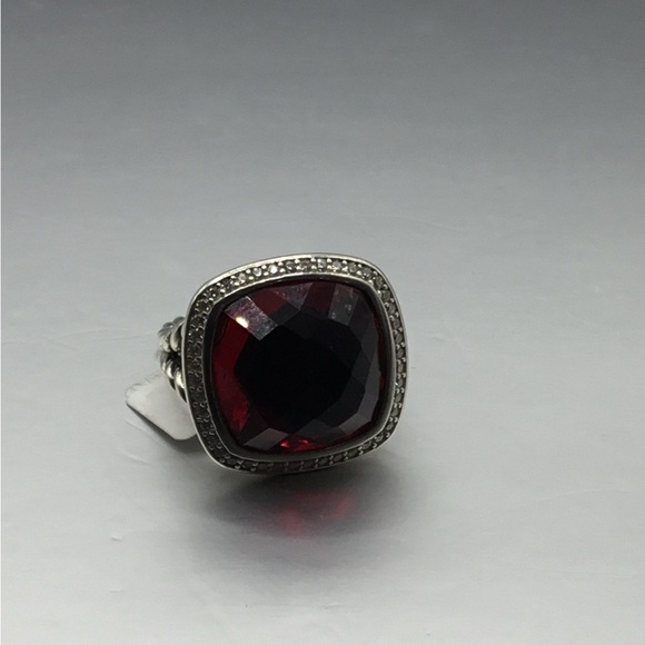 Gorgeous David Yurman Rich Red Garnet Ring w Diamonds! SZ  8.5” - Picture 9 of 10